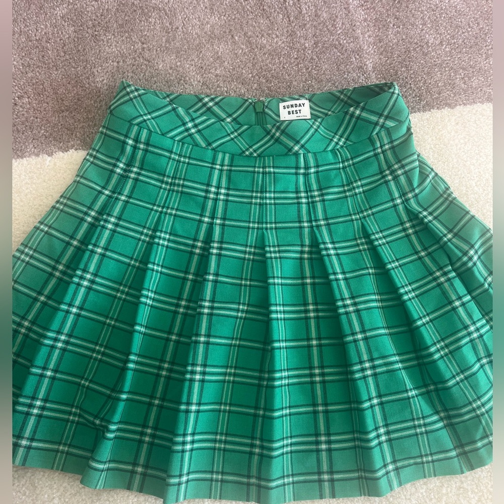 Sunday Best Vibrant Green Plaid Mini Skirt